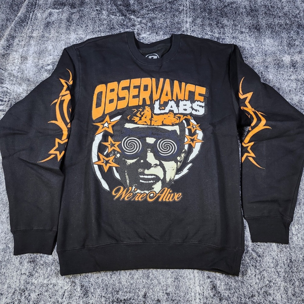 Observance Labs Black Pullover Sweater Size M New Black Logo NWOT Retails $85